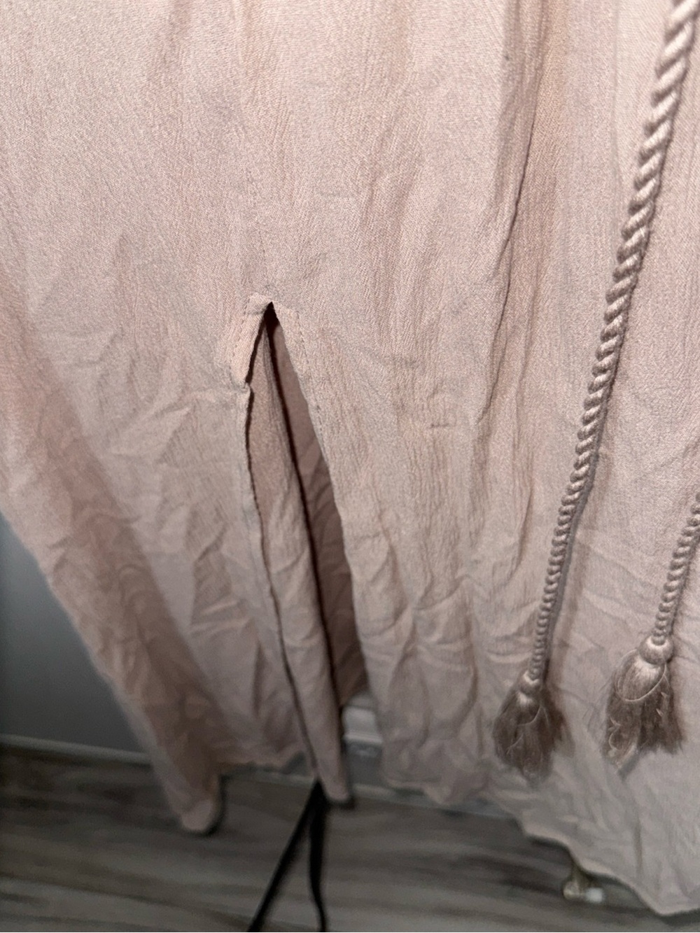 Baltic Born Taupe Ruffle Maxi Dress with Braided Waist Tie - Picture 7 of 14